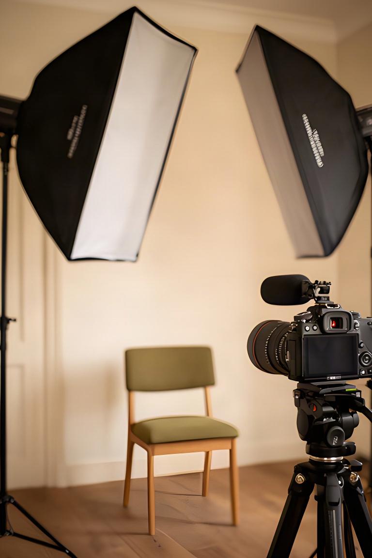 Softbox en camera opgesteld voor een interview in een karakteristieke Zeeuwse ruimte